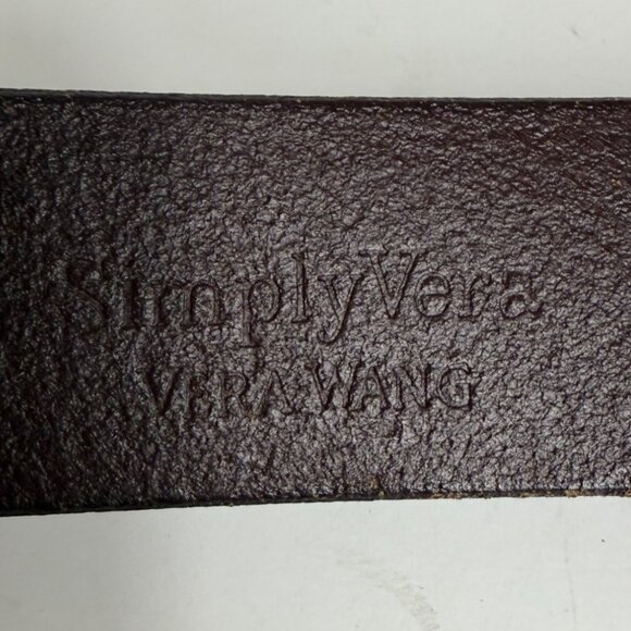 Simply Vera Wang Leather Belt Size M Brown Double Prong VTG Military Style Rare - Picture 10 of 16